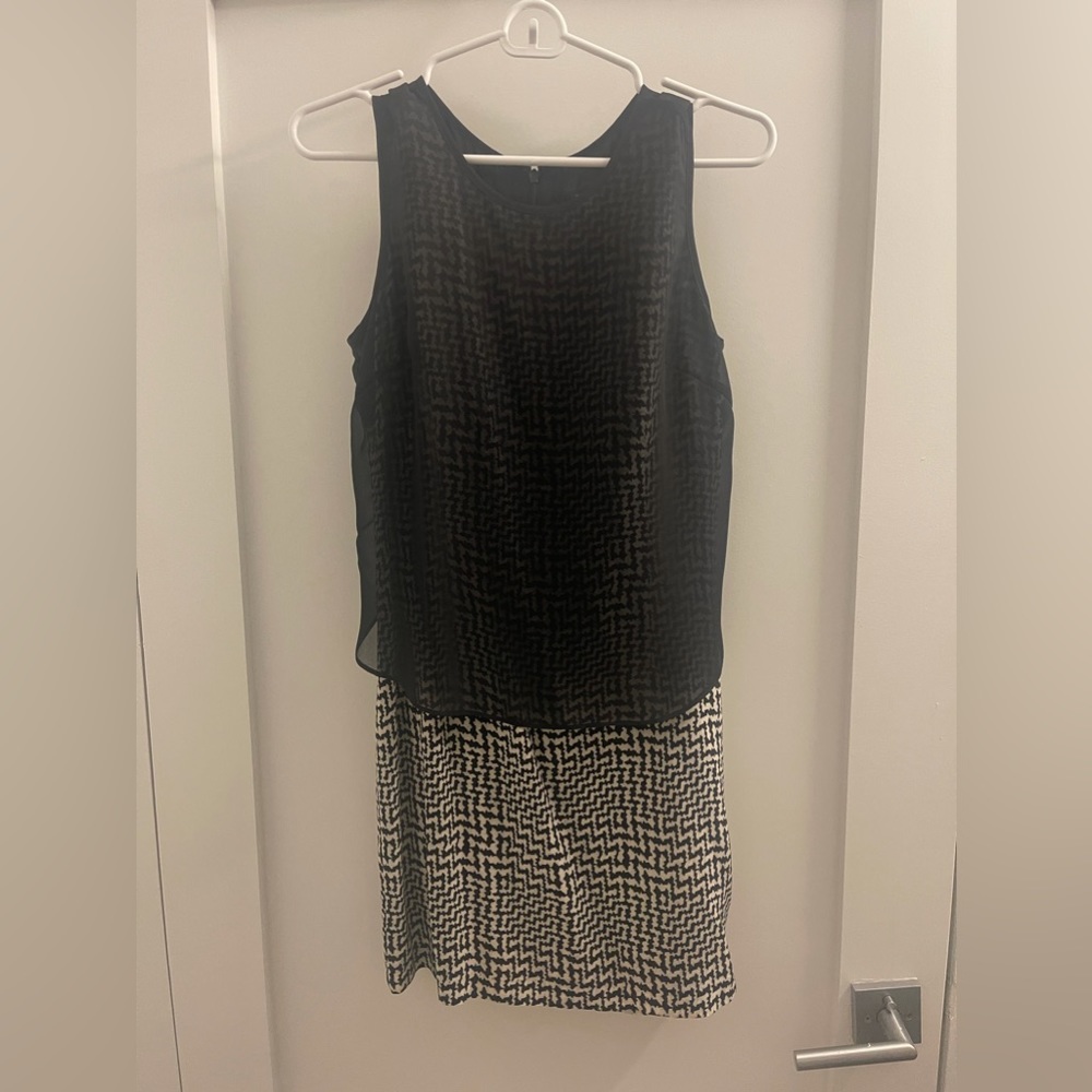 Rag & Bone Printed Silk Dress with Sheer Black Overlay - Size 2